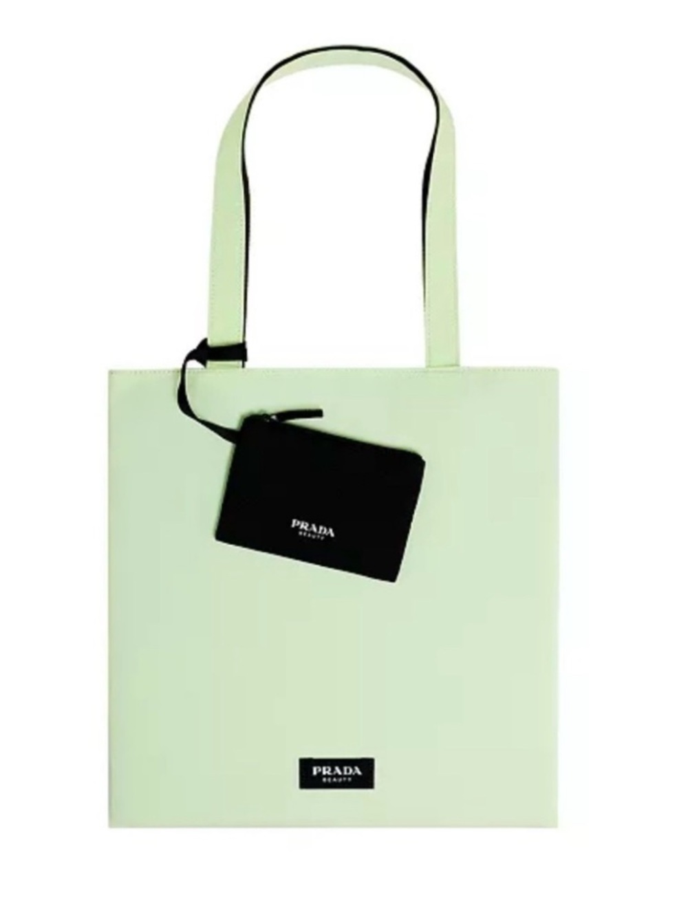 Authentic Prada Beauty Vibrant Mint Green Tote with Detachable Black Pouch